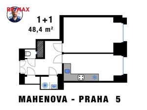 Pronájem bytu 1+1, Praha - Košíře, Mahenova, 48 m2