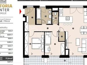 Pronájem bytu 3+kk, Praha, Seifertova, 80 m2