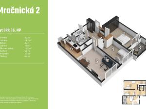 Prodej bytu 3+kk, Praha, Mračnická, 63 m2