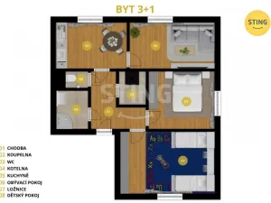 Prodej bytu 3+1, Velké Heraltice - Košetice, 72 m2