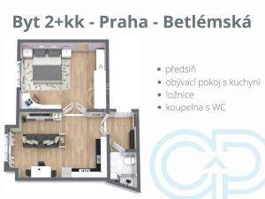 Pronájem bytu 2+kk, Praha - Staré Město, Betlémská, 48 m2