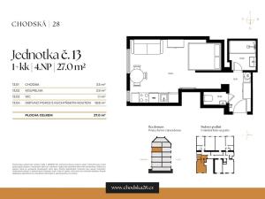 Prodej bytu 1+kk, Praha - Vinohrady, Chodská, 27 m2