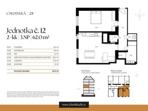Prodej bytu 2+kk, Praha - Vinohrady, Chodská, 62 m2