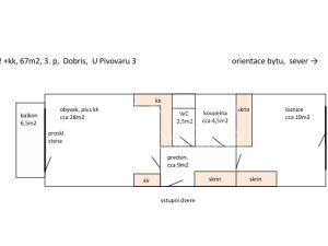 Pronájem bytu 2+kk, Dobříš, U Pivovaru, 60 m2