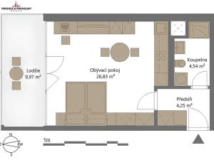 Pronájem bytu 1+kk, Praha - Vysočany, Pod Harfou, 38 m2