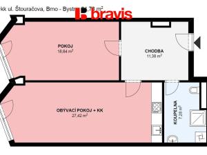 Pronájem bytu 2+kk, Brno - Bystrc, Adamcova, 64 m2