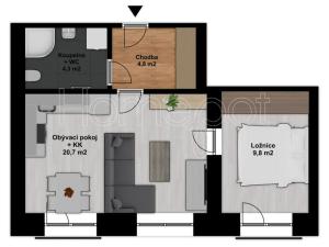 Pronájem bytu 2+kk, Milovice, Višňová, 40 m2