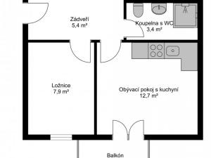 Pronájem bytu 2+kk, Slaný, Prokopa Holého, 35 m2