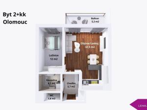 Pronájem bytu 2+kk, Olomouc - Řepčín, gen. Píky, 60 m2