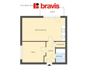 Pronájem bytu 2+kk, Česká, 48 m2