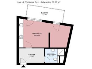 Pronájem bytu 1+kk, Brno, Přadlácká, 33 m2