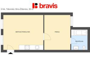 Pronájem bytu 2+kk, Brno, Táborská, 38 m2
