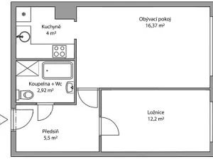 Pronájem bytu 2+kk, Praha - Háje, Štichova, 42 m2