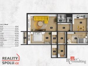 Prodej bytu 3+1, Praha - Modřany, Urbánkova, 79 m2