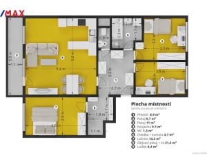 Prodej bytu 4+kk, Praha - Stodůlky, Píškova, 86 m2