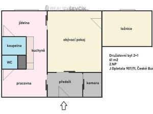 Pronájem bytu 2+1, České Budějovice - České Budějovice 2, J. Opletala, 61 m2