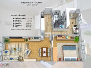 Pronájem bytu 2+1, Chomutov, Rokycanova, 49 m2