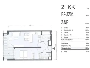 Pronájem bytu 2+kk, Praha - Vysočany, Smržových, 58 m2