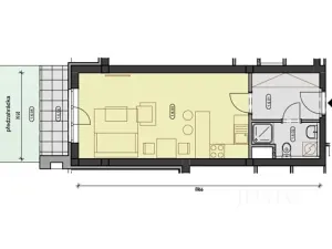 Pronájem bytu 1+kk, Praha - Řeporyje, Kakosova, 33 m2