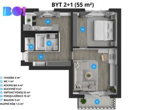 Pronájem bytu 2+1, Havířov, Kosmonautů, 55 m2