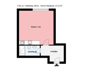 Pronájem bytu 1+kk, Brno - Štýřice, Vídeňská, 41 m2