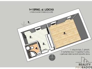 Pronájem bytu 1+kk, Brno, Lidická, 34 m2