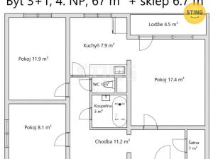Prodej bytu 3+1, Ždánice, Kostelní, 65 m2