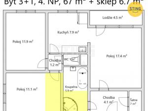 Prodej bytu 3+1, Ždánice, Kostelní, 65 m2