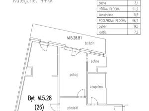 Pronájem bytu 4+kk, Praha - Košíře, Tůmova, 91 m2