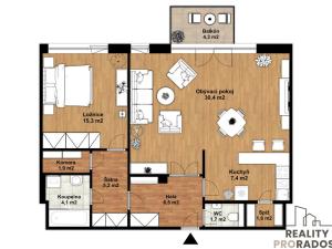 Pronájem bytu 2+kk, Praha, Schwarzenberská, 74 m2