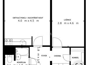 Pronájem bytu 2+kk, Ústí nad Labem - Severní Terasa, Ježkova, 40 m2