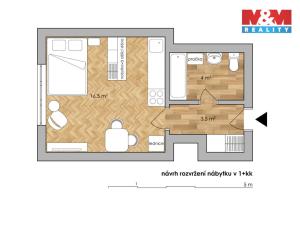 Pronájem bytu 1+kk, Jindřichův Hradec - Jindřichův Hradec II, Nádražní, 24 m2