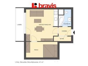 Pronájem bytu 2+kk, Brno - Bohunice, Okrouhlá, 41 m2