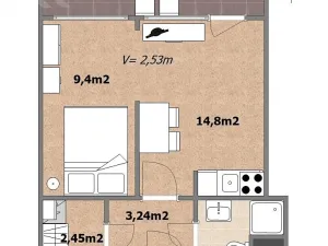 Pronájem bytu 1+kk, Praha - Hostivař, Záveská, 44 m2
