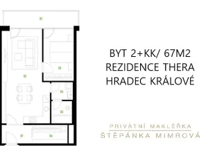 Pronájem bytu 2+kk, Hradec Králové, Pálenecká, 67 m2