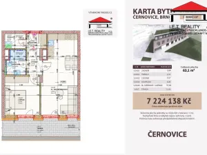 Prodej bytu 2+kk, Brno, Charbulova, 52 m2