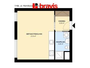 Pronájem bytu 1+kk, Brno - Líšeň, Horníkova, 29 m2