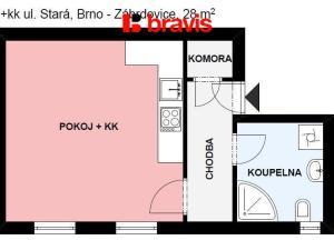 Pronájem bytu 1+kk, Brno, Stará, 28 m2