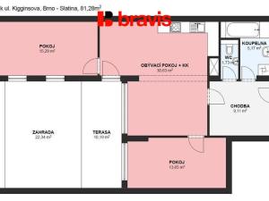 Pronájem bytu 3+kk, Brno - Slatina, Kigginsova, 108 m2