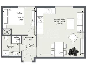 Prodej bytu 2+kk, Davle, Sídliště, 41 m2