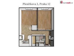 Pronájem bytu 2+kk, Praha - Kamýk, Pšenčíkova, 43 m2