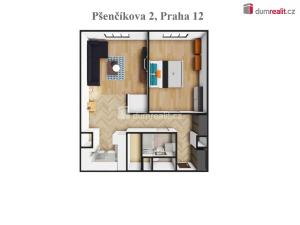 Pronájem bytu 2+kk, Praha - Kamýk, Pšenčíkova, 43 m2