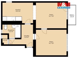 Prodej bytu 2+1, Strakonice - Strakonice II, Dukelská, 50 m2