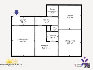 Pronájem bytu 3+1, Zlín, Kúty, 72 m2