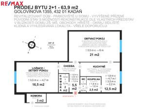 Prodej bytu 2+1, Kadaň, Golovinova, 61 m2