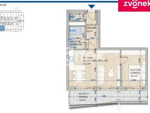 Pronájem bytu 2+kk, Brno - Komárov, Komárovská, 55 m2