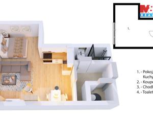 Prodej bytu 1+kk, Praha - Krč, Obětí 6. května, 27 m2