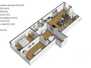 Prodej bytu 3+kk, Praha - Uhříněves, Oty Bubeníčka, 80 m2