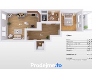 Pronájem bytu 2+kk, Znojmo, Jarošova, 62 m2