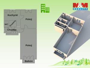 Pronájem bytu 2+1, Valašské Meziříčí - Krásno nad Bečvou, Křižná, 53 m2